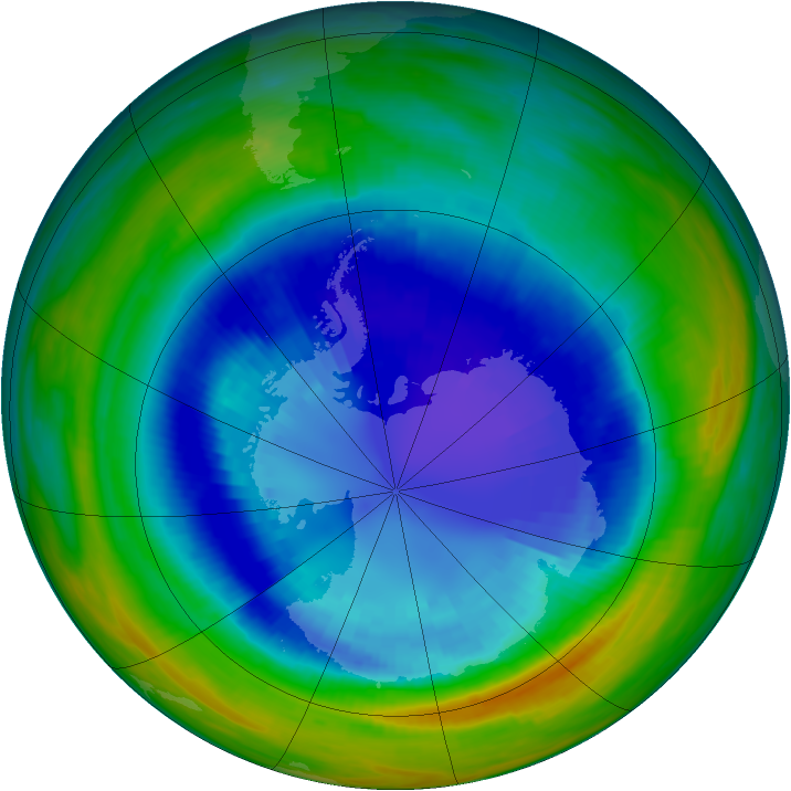 Antarctic ozone map for 03 September 1992